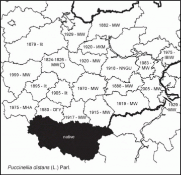 Расселение Puccinelia distans в Средней России