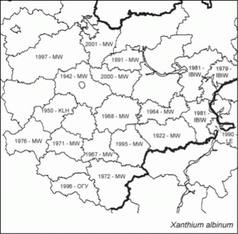 Расселение Xanthium albinum в Средней России